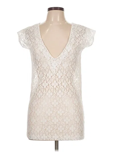 Pre-owned Assorted Brands Sleeveless Top Ivory Plunge Neckline Tops In White