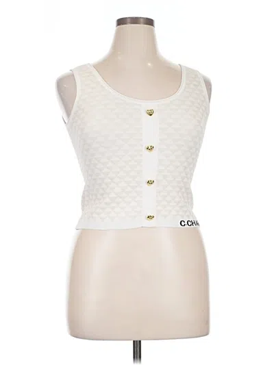 Pre-owned Assorted Brands Sleeveless Top Ivory Square Neckline Tops