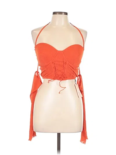 Pre-owned Assorted Brands Sleeveless Top Orange Halter Neckline Tops