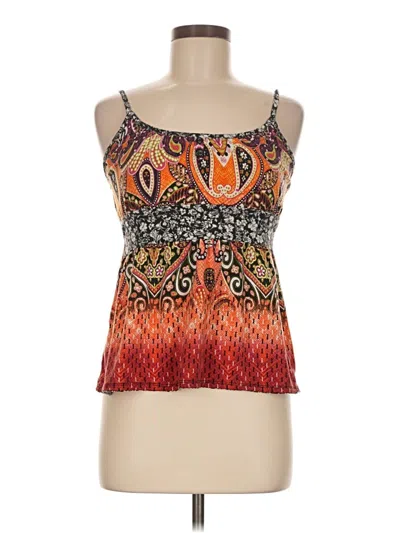 Pre-owned Assorted Brands Sleeveless Top Orange Halter Neckline Tops