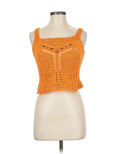 Pre-owned Assorted Brands Sleeveless Top Orange Strapless Neckline Tops