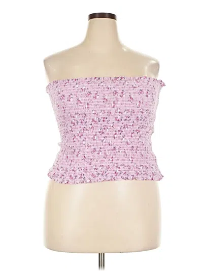 Pre-owned Assorted Brands Sleeveless Top Pink Strapless Neckline Tops