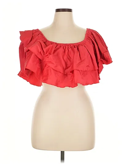Assorted Brands Sleeveless Top Red Ruffles Neckline Tops