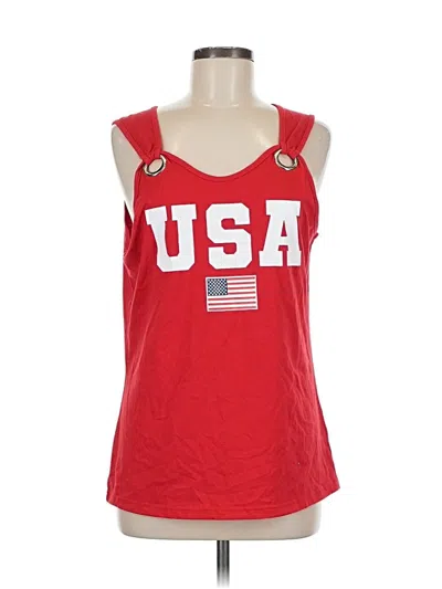 Pre-owned Assorted Brands Sleeveless Top Red Scoop Neck Tops