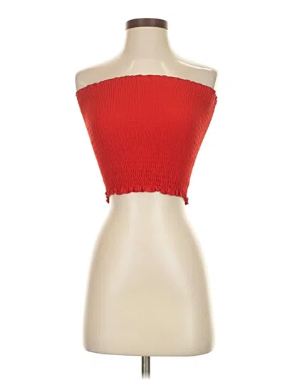 Pre-owned Assorted Brands Sleeveless Top Red Strapless Neckline Tops