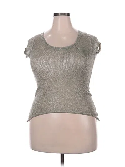 Pre-owned Assorted Brands Sleeveless Top Silver Metallic Pattern Sweetheart Neckline Tops