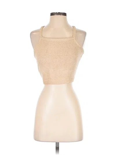 Pre-owned Assorted Brands Sleeveless Top Tan Halter Neckline Tops