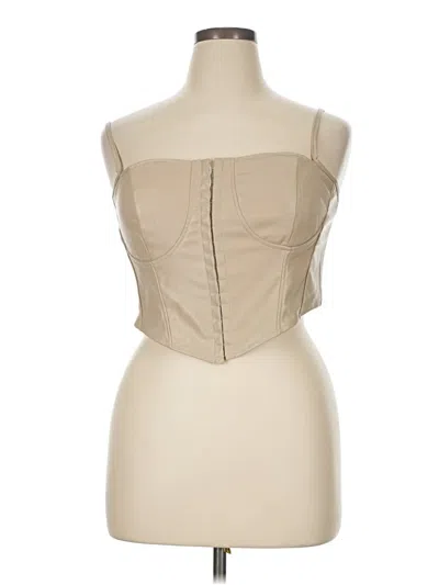 Pre-owned Assorted Brands Sleeveless Top Tan Strapless Neckline Tops In Brown