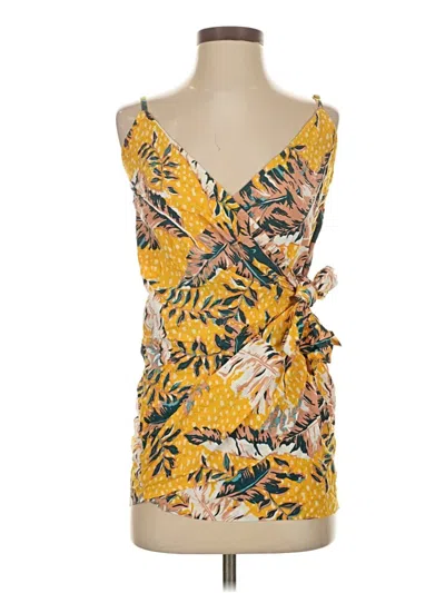 Pre-owned Assorted Brands Sleeveless Top Yellow Plunge Neckline Tops