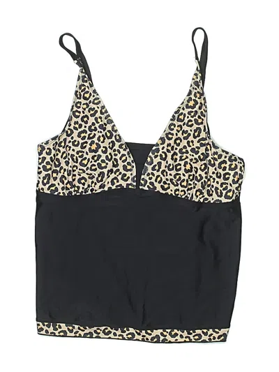 Pre-owned Assorted Brands Swimsuit Top Black Animal Print Pattern Swimwear