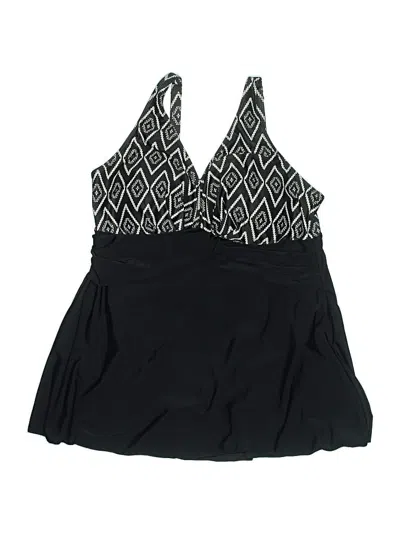 Pre-owned Assorted Brands Swimsuit Top Black Chevron/herringbone Pattern Swimwear
