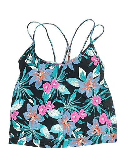 Pre-owned Assorted Brands Swimsuit Top Black Floral Pattern Swimwear