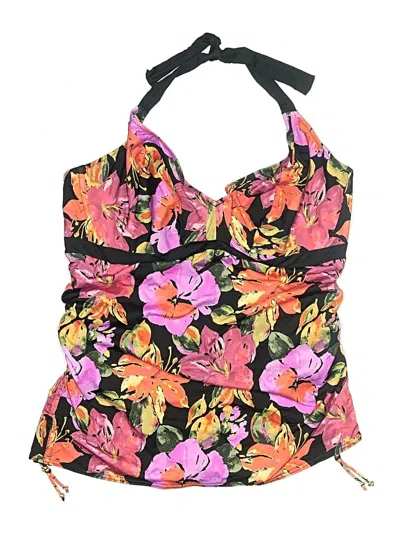 Pre-owned Assorted Brands Swimsuit Top Black Floral Pattern Swimwear