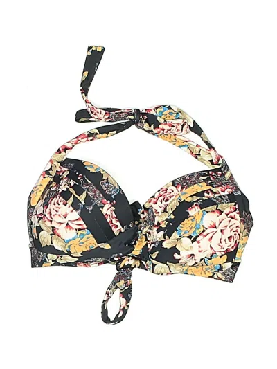 Pre-owned Assorted Brands Swimsuit Top Black Floral Pattern Swimwear