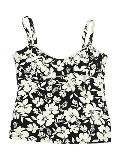Pre-owned Assorted Brands Swimsuit Top Black Floral Pattern Swimwear