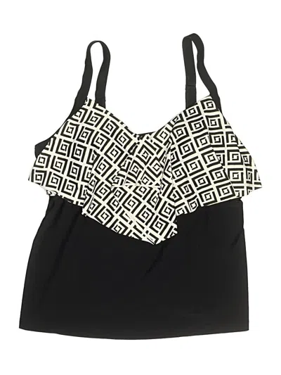 Pre-owned Assorted Brands Swimsuit Top Black Graphic Pattern Swimwear