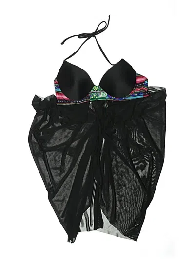 Pre-owned Assorted Brands Swimsuit Top Black Graphic Pattern Swimwear
