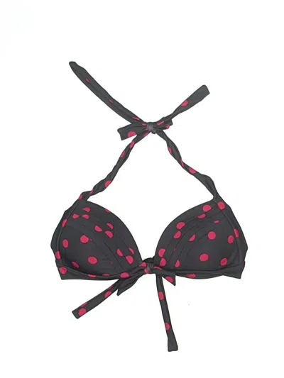 Pre-owned Assorted Brands Swimsuit Top Black Hearts Pattern Swimwear