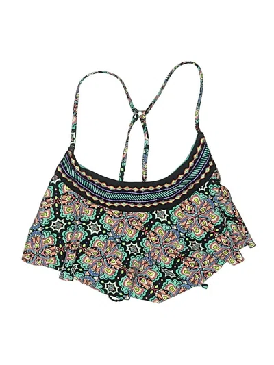 Pre-owned Assorted Brands Swimsuit Top Black Paisley Pattern Swimwear