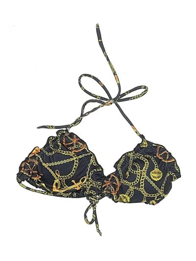 Pre-owned Assorted Brands Swimsuit Top Black Paisley Pattern Swimwear