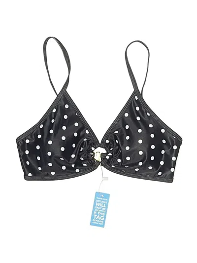 Assorted Brands Swimsuit Top Black Polka Dots Pattern V-neck Swimwear