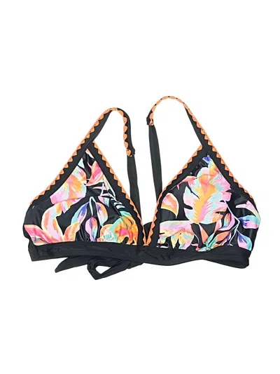 Pre-owned Assorted Brands Swimsuit Top Black Print Pattern Swimwear