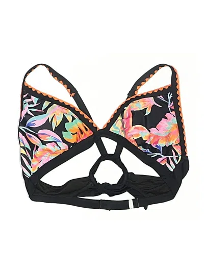Pre-owned Assorted Brands Swimsuit Top Black Print Pattern Swimwear