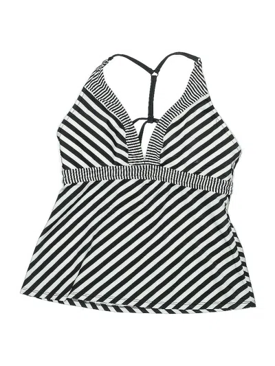Pre-owned Assorted Brands Swimsuit Top Black Stripes Pattern Swimwear