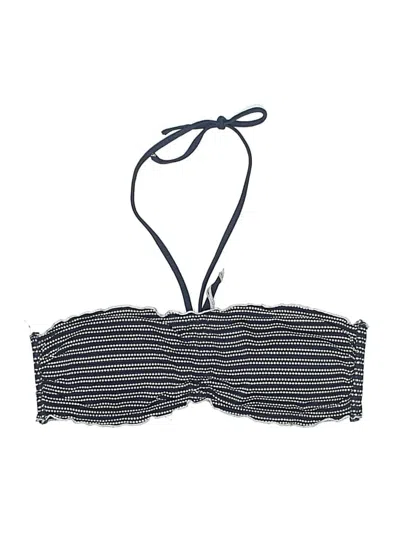 Pre-owned Assorted Brands Swimsuit Top Black Stripes Pattern Swimwear
