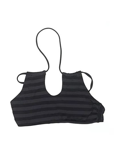 Pre-owned Assorted Brands Swimsuit Top Black Stripes Pattern Swimwear