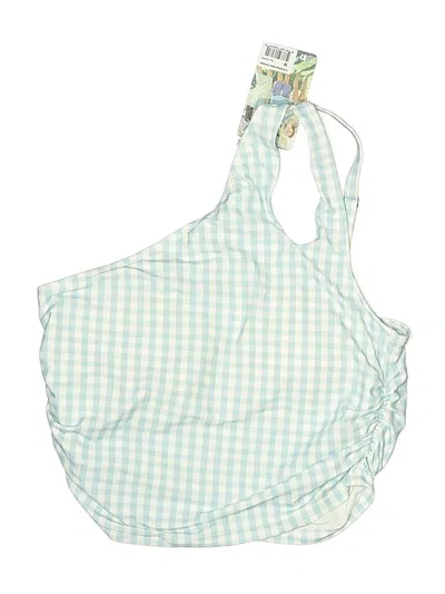 Pre-owned Assorted Brands Swimsuit Top Blue Checkered/gingham Pattern Swimwear
