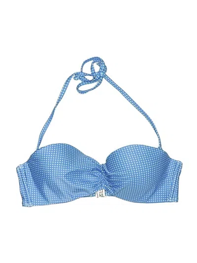Pre-owned Assorted Brands Swimsuit Top Blue Checkered/gingham Pattern Swimwear
