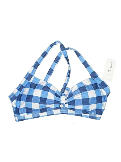 Assorted Brands Swimsuit Top Blue Checkered/gingham Pattern Swimwear