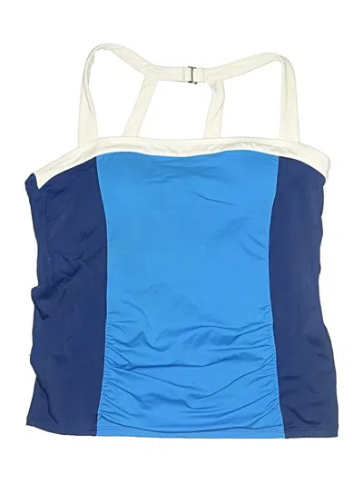 Pre-owned Assorted Brands Swimsuit Top Blue Color Block Pattern Sweetheart Neckline Swimwear