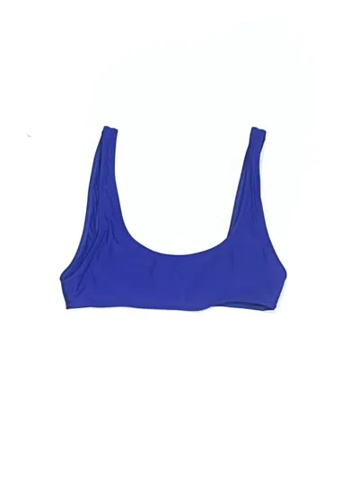 Pre-owned Assorted Brands Swimsuit Top Blue Color Block Pattern Swimwear