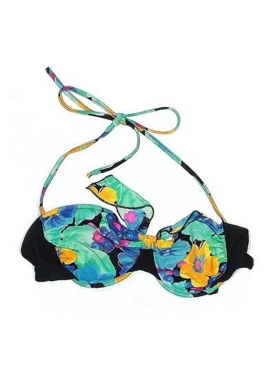 Pre-owned Assorted Brands Swimsuit Top Blue Floral Pattern Swimwear