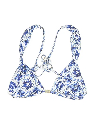 Pre-owned Assorted Brands Swimsuit Top Blue Floral Pattern Swimwear