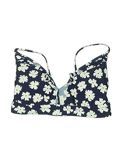 Pre-owned Assorted Brands Swimsuit Top Blue Floral Pattern Swimwear