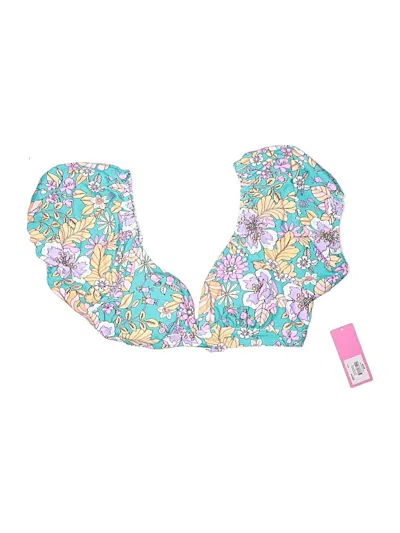 Assorted Brands Swimsuit Top Blue Floral Pattern Swimwear