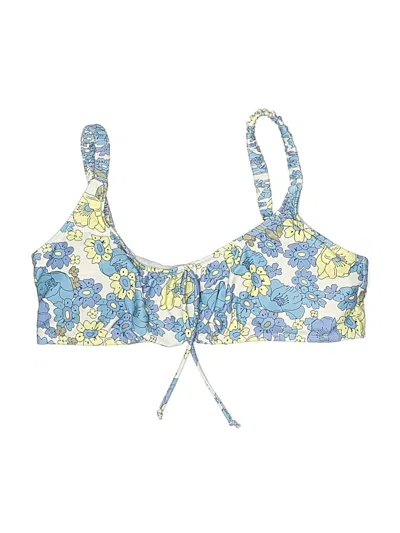 Pre-owned Assorted Brands Swimsuit Top Blue Floral Pattern Swimwear