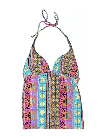 Pre-owned Assorted Brands Swimsuit Top Blue Print Pattern Swimwear