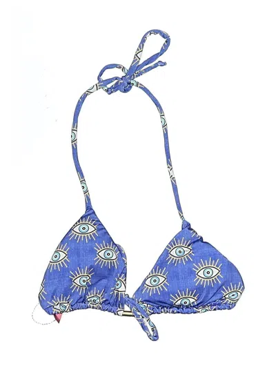 Pre-owned Assorted Brands Swimsuit Top Blue Print Pattern Swimwear