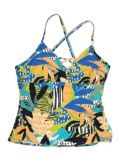 Pre-owned Assorted Brands Swimsuit Top Blue Print Pattern Swimwear