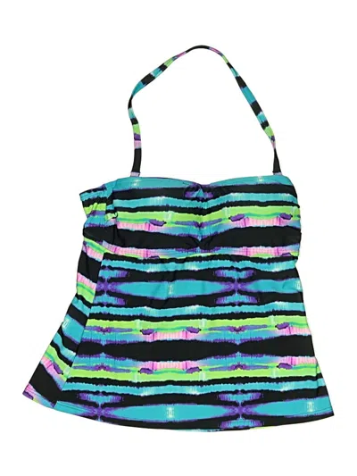 Pre-owned Assorted Brands Swimsuit Top Blue Print Pattern Swimwear