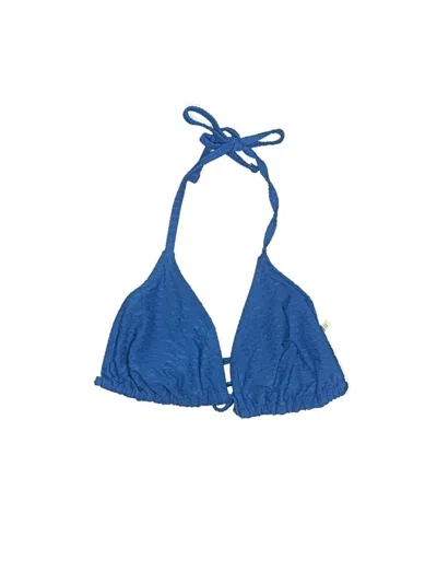 Pre-owned Assorted Brands Swimsuit Top Blue Solid Pattern Swimwear