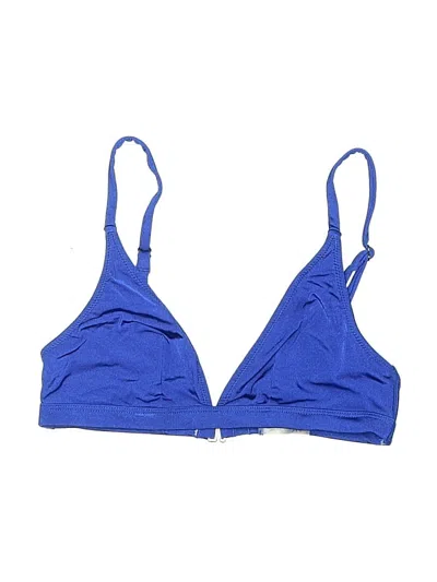 Pre-owned Assorted Brands Swimsuit Top Blue Solid Pattern Swimwear