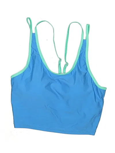 Pre-owned Assorted Brands Swimsuit Top Blue Solid Pattern Swimwear