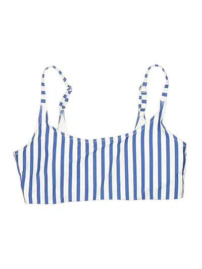 Pre-owned Assorted Brands Swimsuit Top Blue Stripes Pattern Swimwear