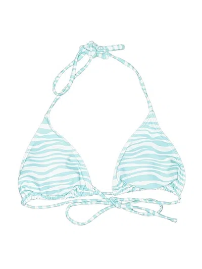 Pre-owned Assorted Brands Swimsuit Top Blue Stripes Pattern Swimwear