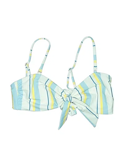 Pre-owned Assorted Brands Swimsuit Top Blue Stripes Pattern Swimwear